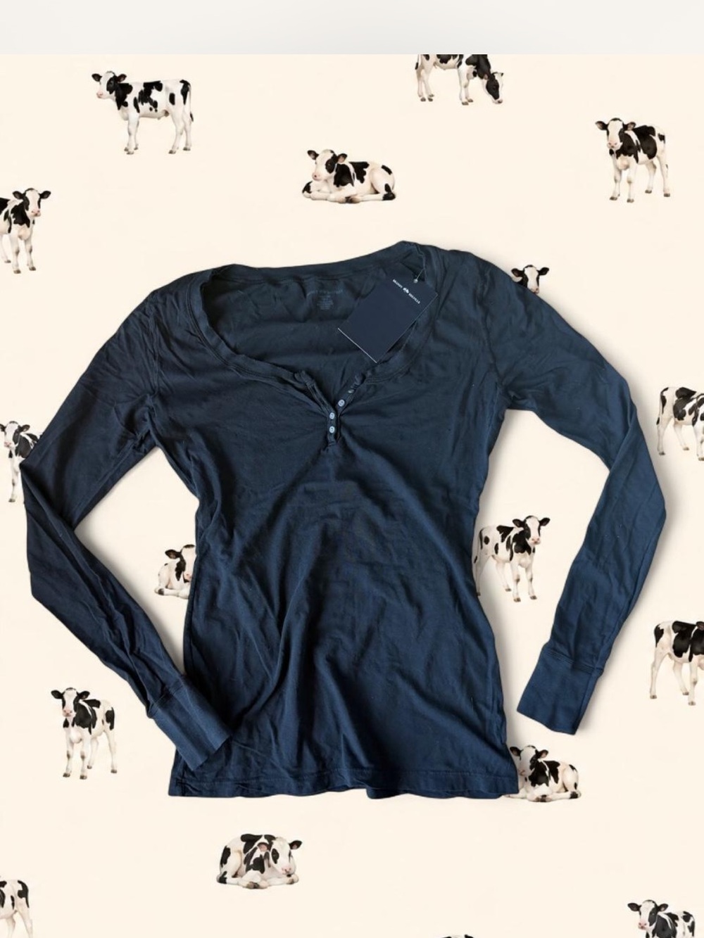 BNWT Brandy Melville Black Henley Long sleeve top